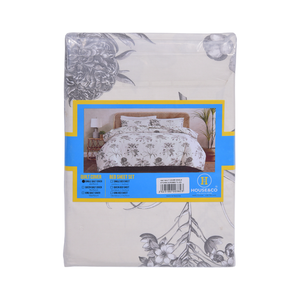 H&C QUILT COVER SINGLE ETCHING & ROSESTC-250