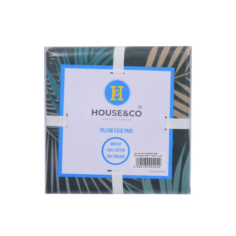 H&C PILLOW COVERS PAIR BOTANICAL PARTY 19X29 TC-250