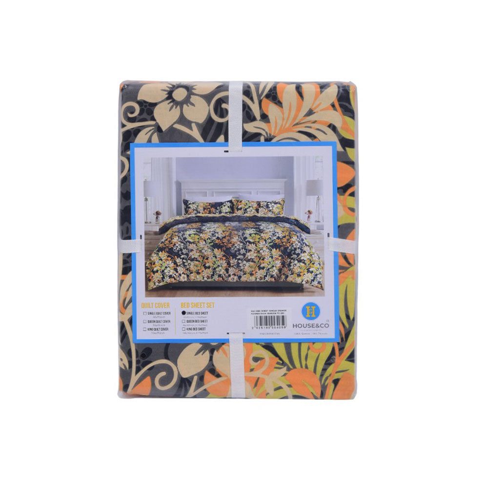 H&C BED SHEET SINGLE ORANGE FLOWER MAIN VERSION TC-200