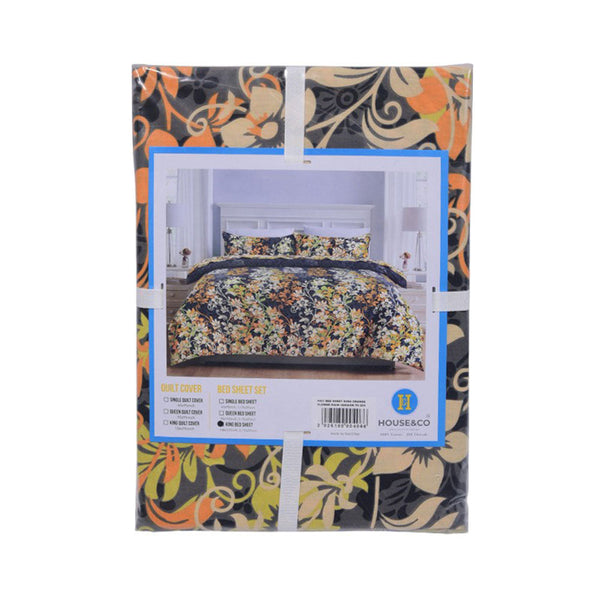 H&C BED SHEET KING ORANGE FLOWER MAIN VERSION TC-200