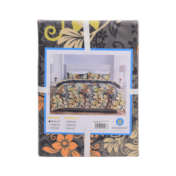 H&C QUILT COVER SINGLEORANGE FLOWER TC-200