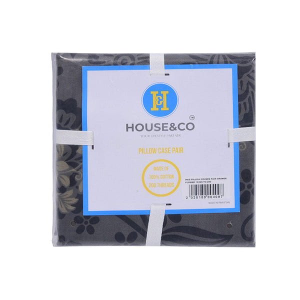 H&C PILLOW COVERS PAIR ORANGE FLOWER 19X29 TC-200