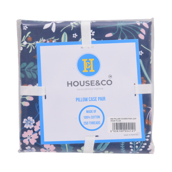 H&C PILLOW COVERS PAIR LEAF 19X29 TC-250