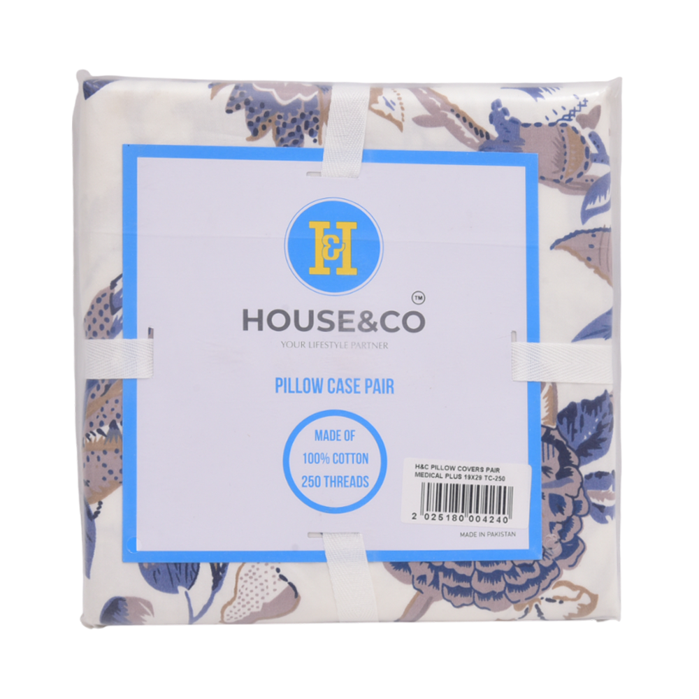 H&C PILLOW COVERS PAIR MEDICAL PLUS 19X29 TC-250