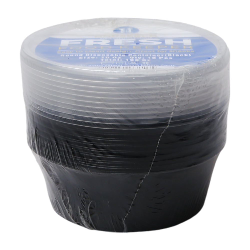 HOUSE & CO DISP ROUND CONTAINER BLACK 10OZ 10PCS