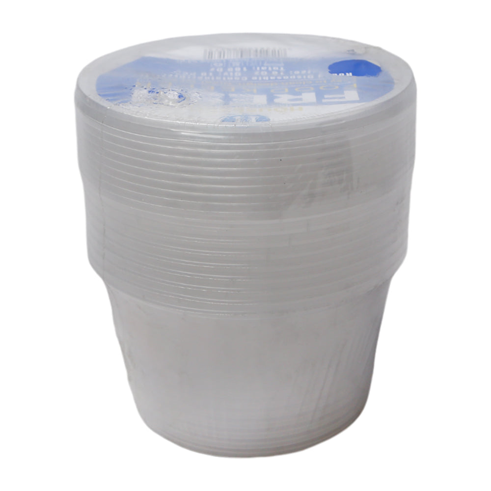 HOUSE & CO DISP ROUND CONTAINER CLEAR 16OZ 10PCS