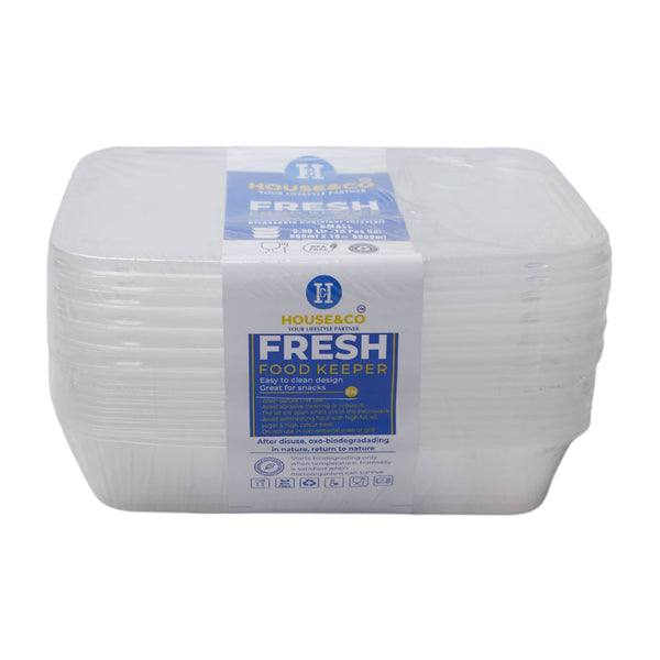 HOUSE & CO DISP RECT. CONTAINER CLEAR 500ML 10PCS