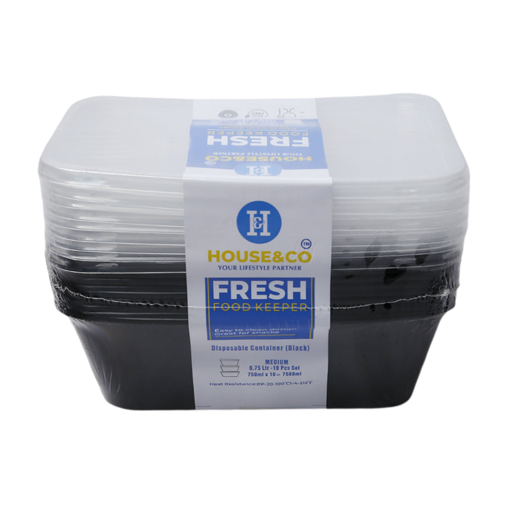 HOUSE & CO DISP RECT. CONTAINER BLACK 750M 10PCS