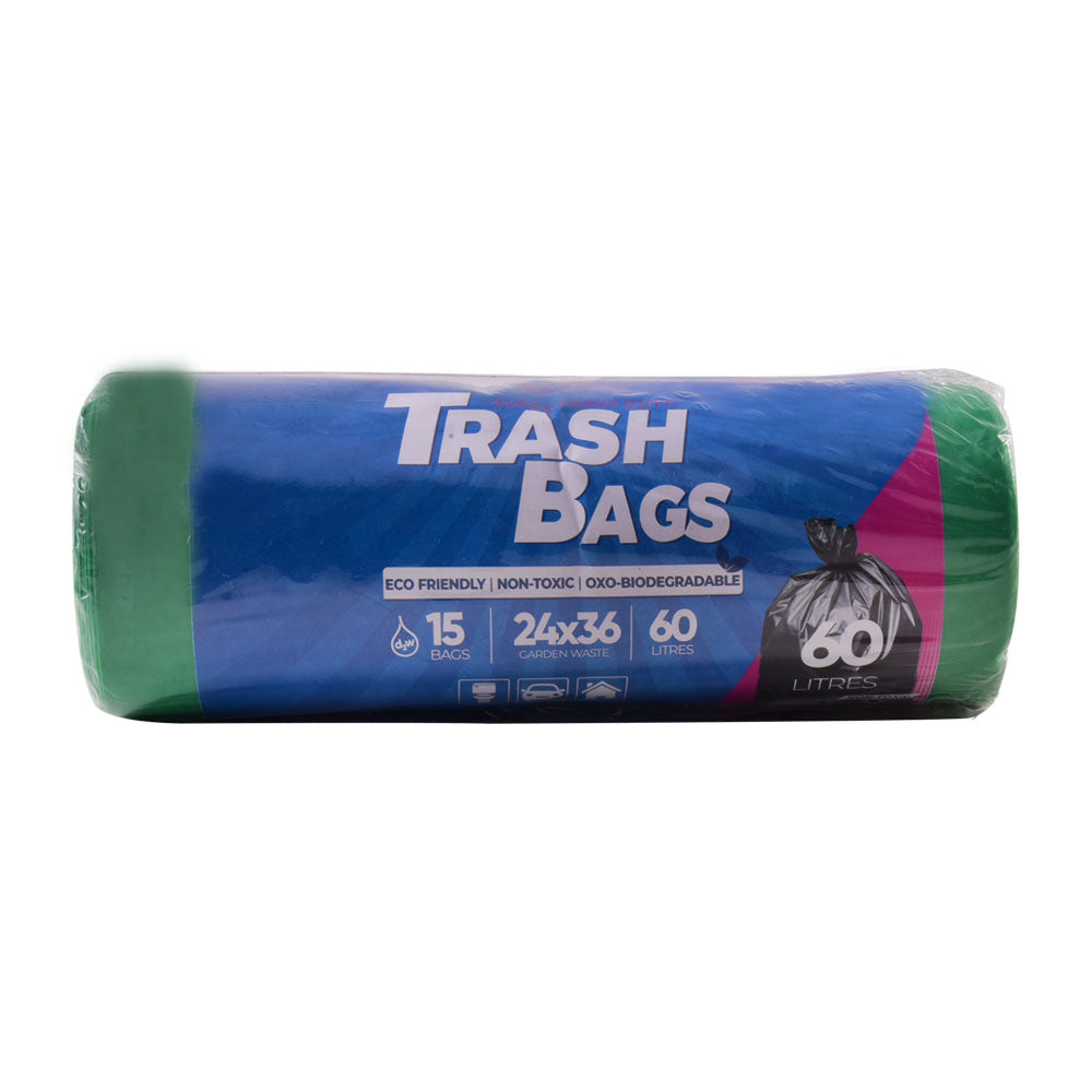 HOUSE&CO TRASH BAG (GRN) LARGE 24X36 15PCS