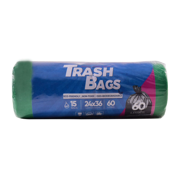 HOUSE&CO TRASH BAG (GRN) LARGE 24X36 15PCS