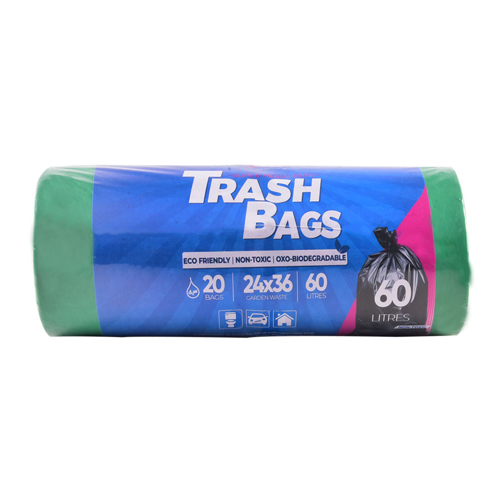 HOUSE&CO TRASH BAG (GRN) LARGE 24X36 20PCS